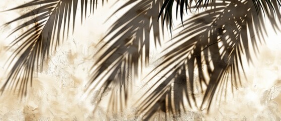 Leinwandbilder - The background wall has a monotone tone with shadows cast by palm trees