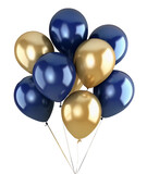 blue and gold balloon celebrate birthday, celebration, anniversary, party, wedding and father's day, isolated, decoration, activity