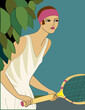 colorful background ,girl tennis player on a summer day