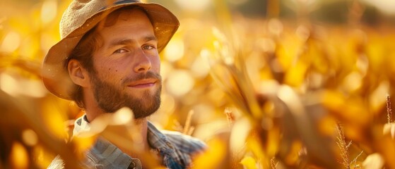 Poster - Farmer in corn fields