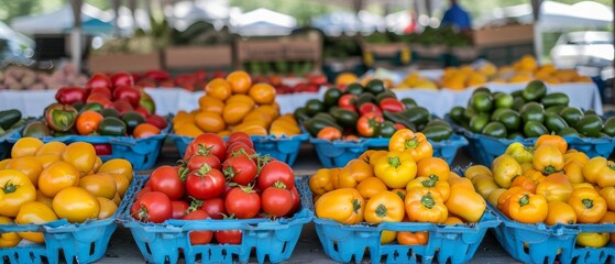 Aufkleber - An outdoor farmer's market with fresh produce