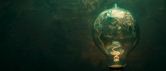 Aufkleber - The green world map is on a green background and represents renewable energy, environmental protection, renewable, sustainable energy sources, and how they are environmentally friendly.