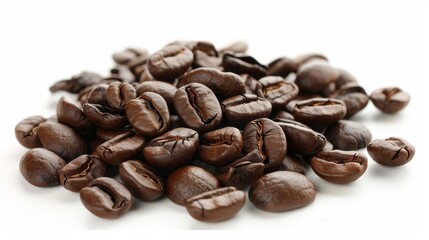 Poster - White background with isolated coffee beans