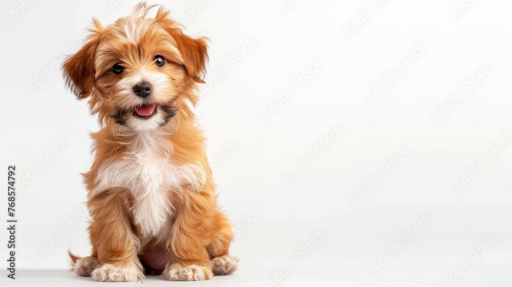 Cute puppy isolated on white background with copy space for text. Stock ...