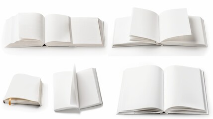 Poster - A collection of blank white books on a white background. Each book is shot separately.