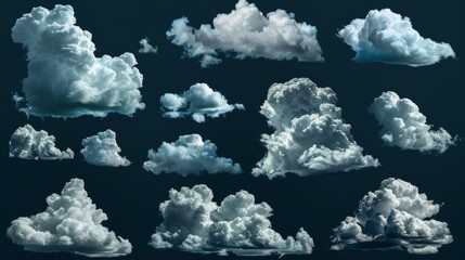 Wall Mural - Clouds isolated over black. Design elements.