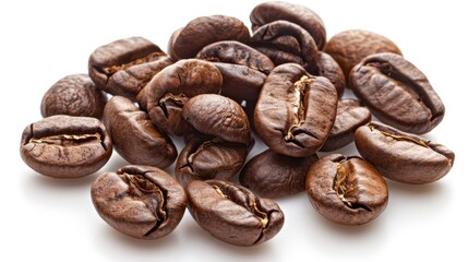 Poster - Roasted coffee beans cutout on white background