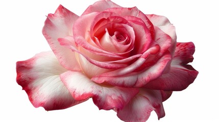 Canvas Print - This is a pink-red-white rose flower. It has a white isolated background with clipping path. It is nature. Closeup with no shadows. It is nature.