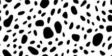 Abstract Dalmatian Pattern With Irregular Black Spots On White Background Vector Illustration Silhouette For Laser Cutting Cnc, Engraving, Decorative Clipart, Black Shape Outline