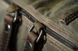 closeup of zipper installation on fabric handbag