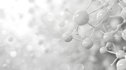 Poster - White molecules on a white blur background. Abstract Clean structure for Science or medical 3d illustration.