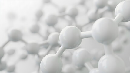 Poster - White molecules on a white blur background. Abstract Clean structure for Science or medical 3d illustration.