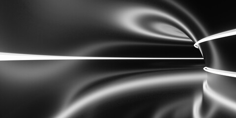 Poster - Curved object in black and white 3d render illustration