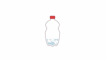 Poster - Bottle of cold water with ice cubes 2D object animation. Handling hot weather with refreshing drink flat cartoon 4K video, transparent alpha channel. Health care animated element on white background