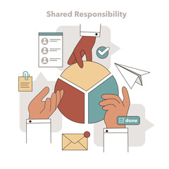 Poster - Shared Responsibility in Task Delegation concept. Vector illustration