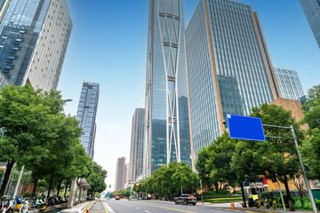 Wall Mural - The city's tall buildings and high-speed cars, the urban landscape of Changsha, China.