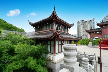 Poster - The ancient architecture of Huanghelou Park, Wuhan, China.