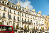 Fototapeta Londyn - LONDON- Row of tall upmarket residential buildings in Knightsbridge, London
