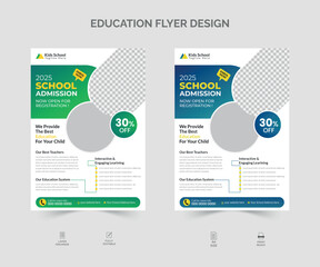 Wall Mural - School admission flyer, education flyer template, kids education admission leaflet, a4 education flyer with print ready, poster.