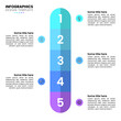 Infographic template. Vertical line with numbers and 5 steps