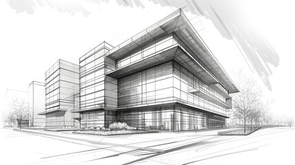 Wall Mural - Sketch of modern building