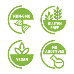 Wall Mural - Vegan, Non-GMO, Gluten free icons set in bold line