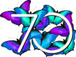 Creative Vector of digit 10th bold font in the center of a white background, surrounded by colorful butterflies in various sizes and species.