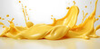 Yellow melted cheese splash isolated on white background