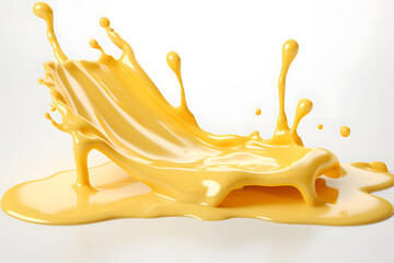 Wall Mural - Yellow melted cheese splash isolated on white background