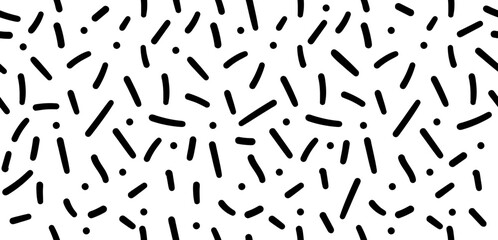 Wall Mural - hand drawn monochrome confetti y2k seamless pattern. abstract doodle lines background for groovy ban