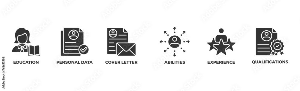 Curriculum vitae banner web icon illustration concept with icon of ...