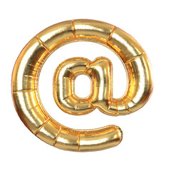 Poster - Golden Metal Balloon At Sign Symbol for Festive, Text, Holidays. 3d Rendering