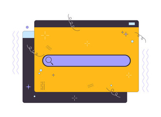 Poster - Search bar on website window 2D linear cartoon object. Browser with access to digital data isolated line vector element white background. Information on internet color flat spot illustration