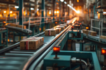 Aufkleber - Conveyor belt in a modern factory, showcasing efficiency in industrial automation and logistics