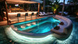 Stunning luxury backyard view of pool with bar