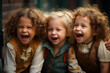 © belyaaa - Generative Ai of happy children laughing.