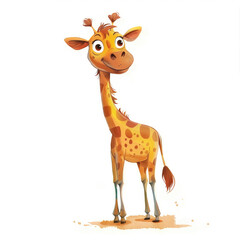 Wall Mural - Cute Funny Cartoon Giraffe, Illustration for Children Book, Generative AI
