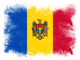 Fototapeta Kosmos - Republic of Moldova country Flag design composed of exploding powder and paint isolated on white background