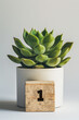 Plant and Wooden Number Display - Green Plant and Date Indicator