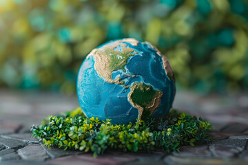 Wall Mural - In recognition of World Environment Day, this image promotes eco-friendly practices and conservation efforts, featuring a blue globe and environmentally sustainable concepts.