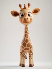 Canvas Print - A toy giraffe with big eyes and a long neck.