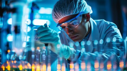 Canvas Print - Research: A scientist conducting experiments in a lab