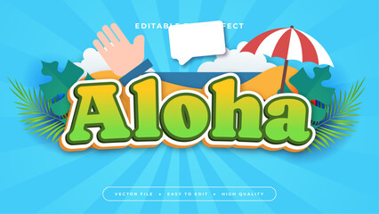 Wall Mural - Colorful aloha 3d editable text effect - font style
