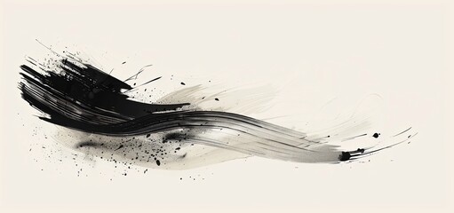 Wall Mural - abstract beige and black brush strokes, simple lines, in the style of Chinese