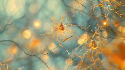 Neurons Brain Cell Medical Background Generative AI 