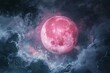 a pink moon in the sky