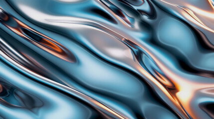 Wall Mural - Abstract hologram 3D metallic wave shape background.