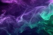 Mysterious Purple and Green Smoke Swirls on Dark Background, Abstract Art Photography