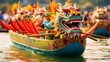 Dragon Boat Festival. Boat with people at a competition in China