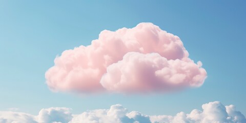Poster - Pink and blue sky background with tiny clouds.